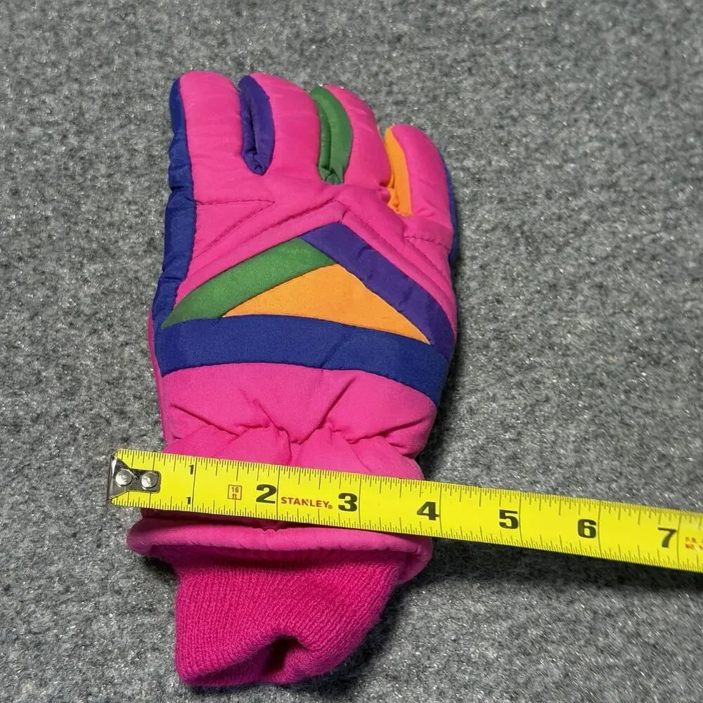 Vintage 1990s Fleece Lined Bright Colored Winter Ski Snow Gloves Warm Cozy Comfy